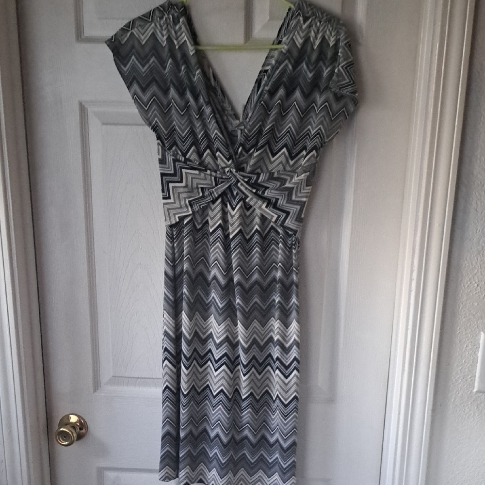 Chevron Patterned Black and Gray Dress